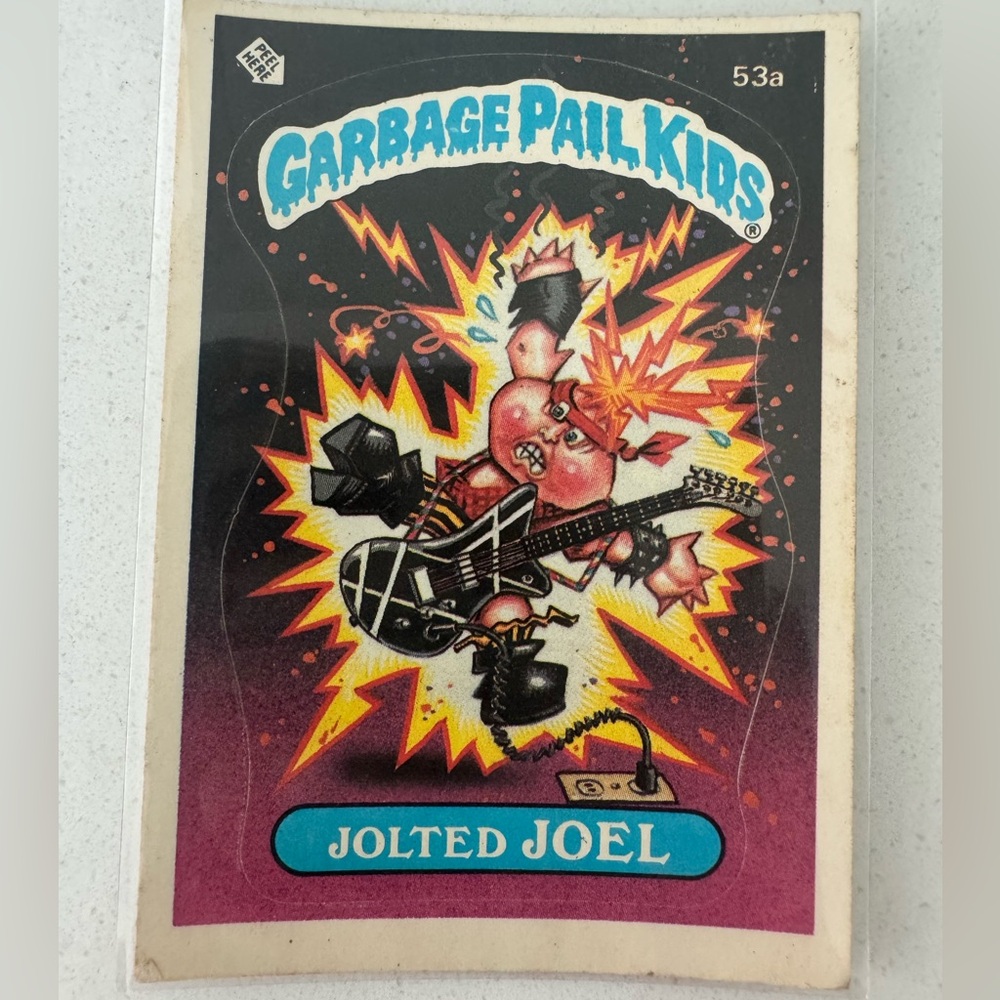 Rare 1985 Topps Garbage Pail Kids Card, Series One, Jolted Joe 53a